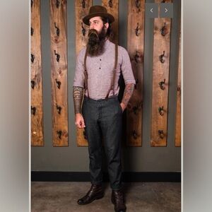 Bykowski Tailor & Garb 100% cotton black denim suspender men's pants size 32